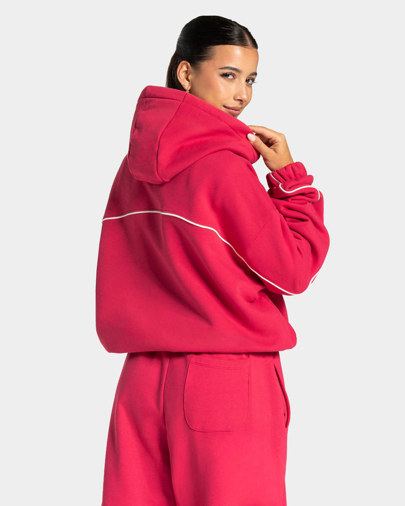 Contrastline Hooded Sweater "Berry"