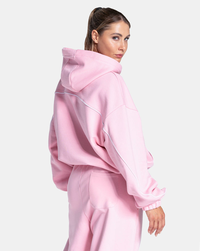 Contrastline Hooded Sweater "True Pink"