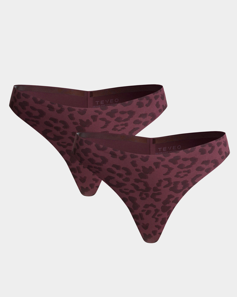 Seamless Padded Tanga (2er-Pack) "Leo Merlot"