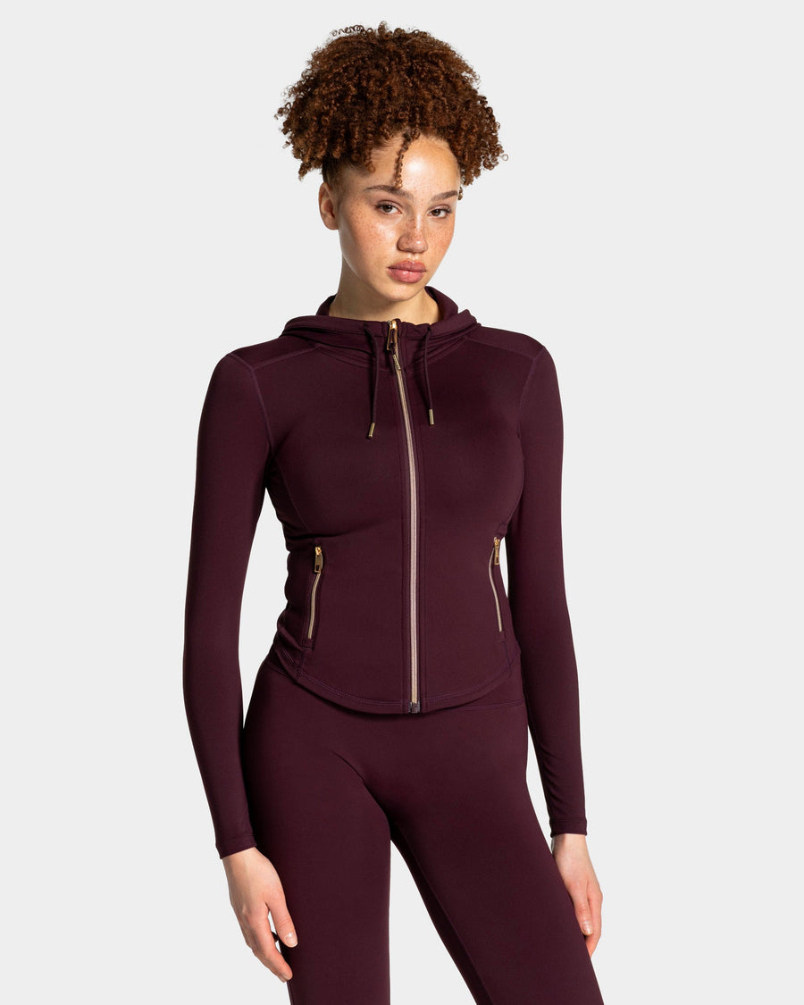 Allrounder Shaping Hooded Zip Jacke "Merlot - Gold"