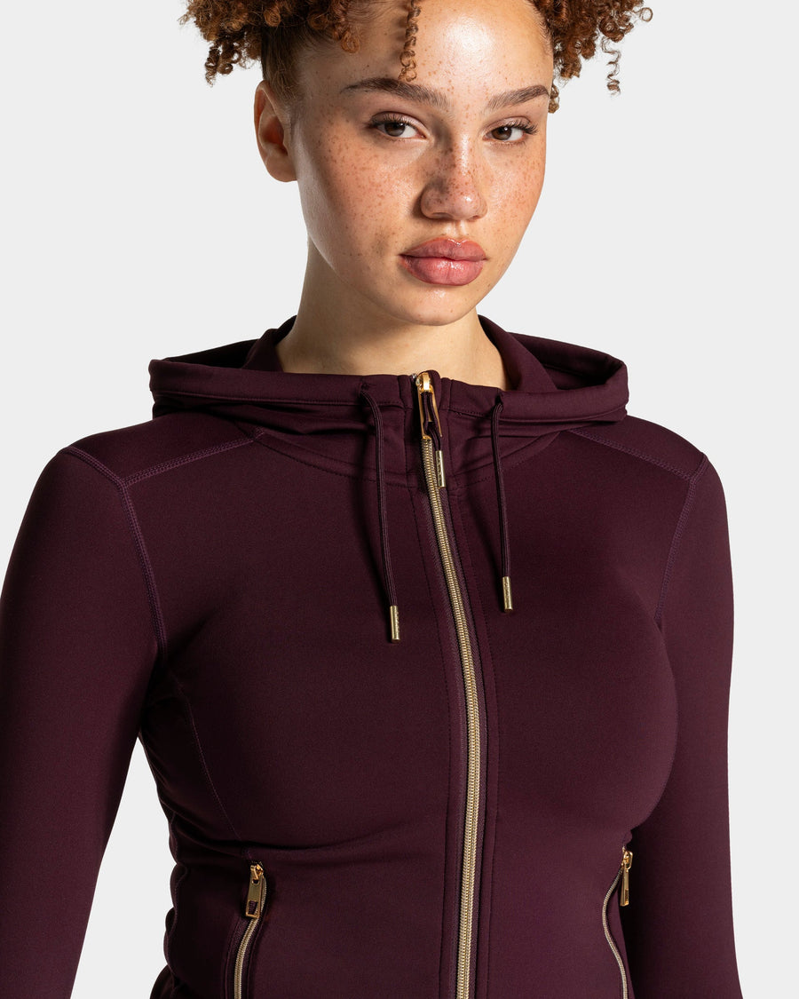 Allrounder Shaping Hooded Zip Jacke "Merlot - Gold"