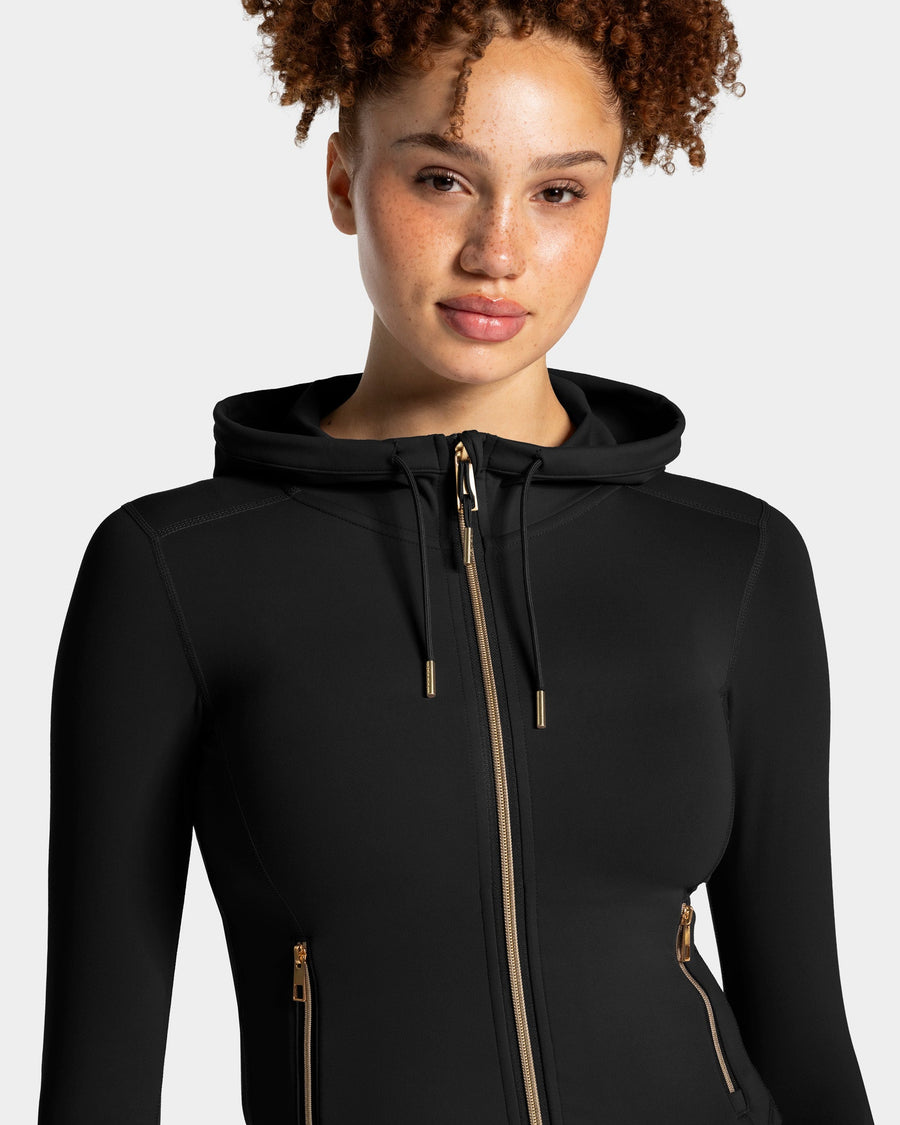 Allrounder Shaping Hooded Zip Jacke "Schwarz - Gold"