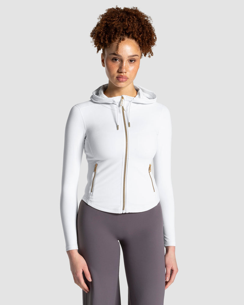 Allrounder Shaping Hooded Zip Jacke "Weiß - Gold"