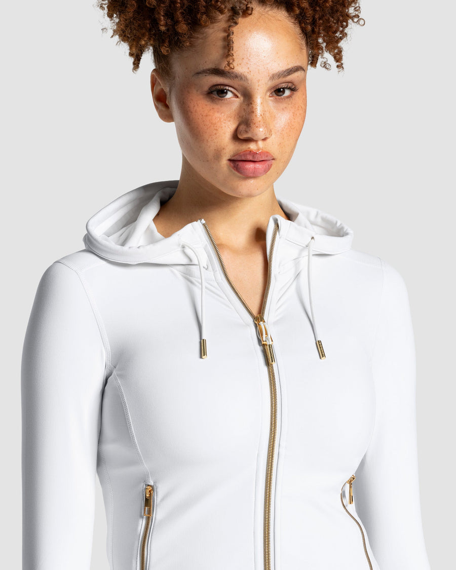 Allrounder Shaping Hooded Zip Jacke "Weiß - Gold"