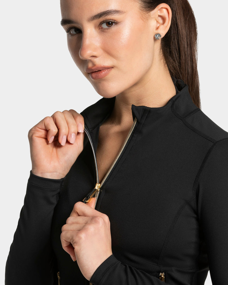 Allrounder Shaping Zip Jacke "Schwarz - Gold"