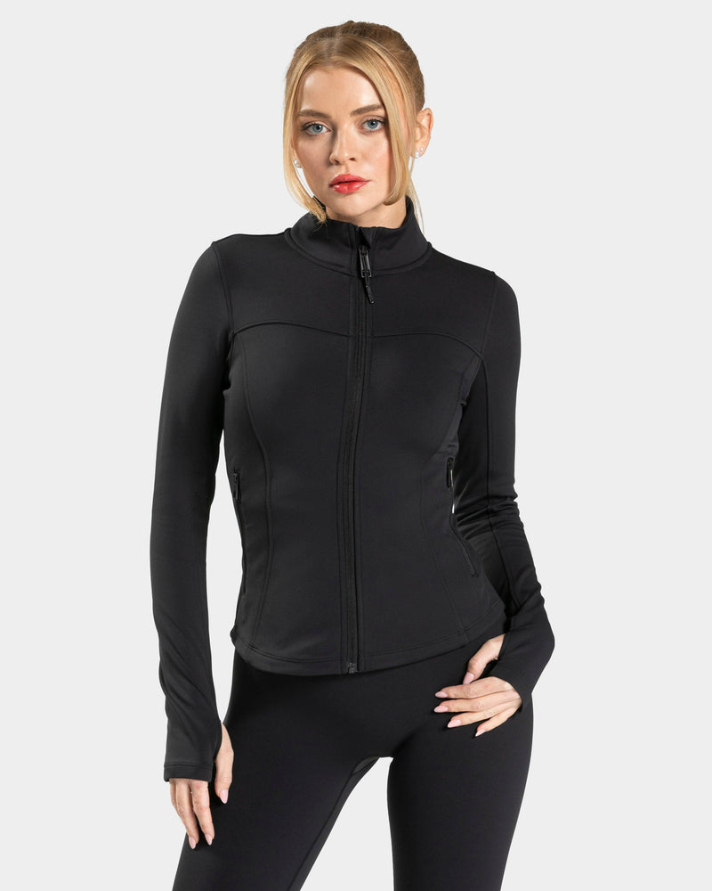 Allrounder Shaping Zip Jacke Warm "Schwarz"