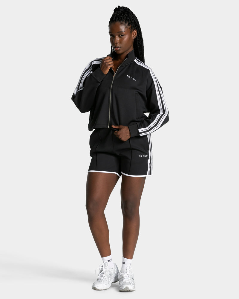 Club Cropped Zip Jacke "Schwarz"