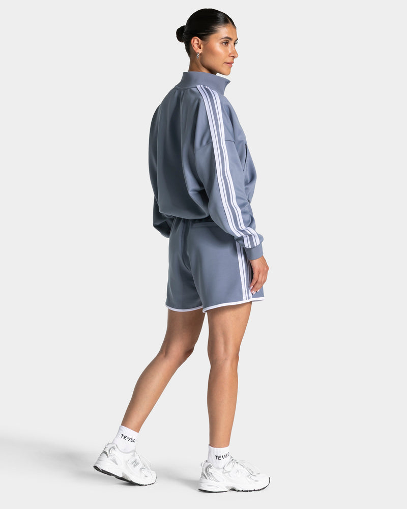 Club Cropped Zip Jacke "Stahlblau"