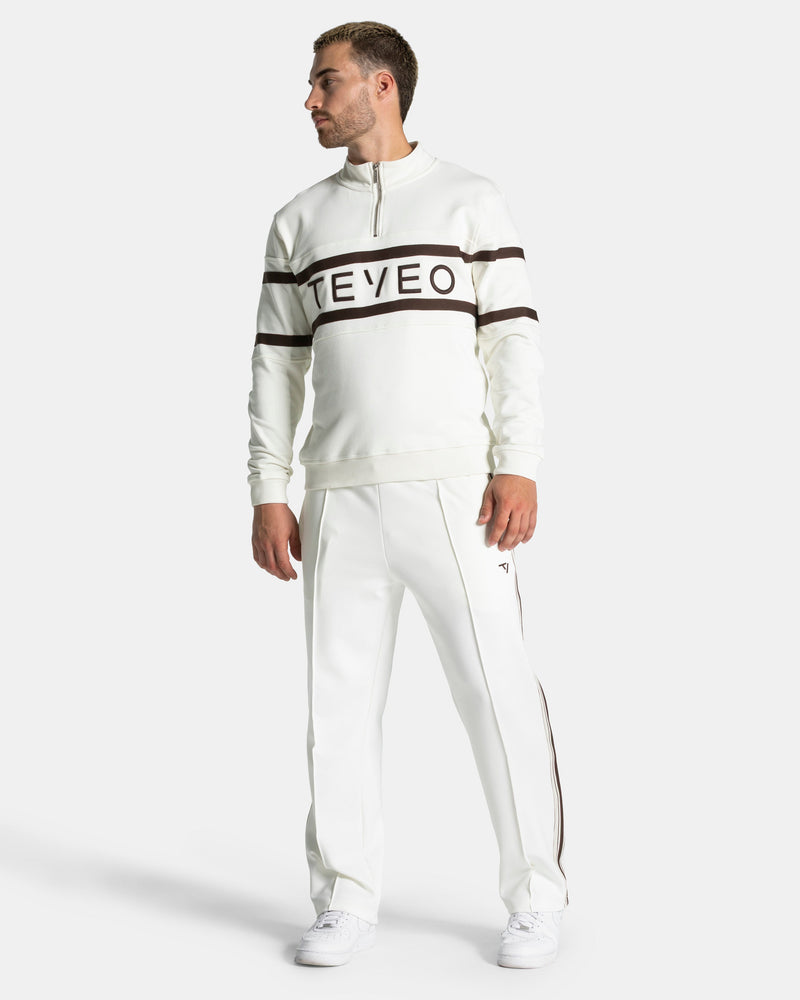 Club Half Zip Sweater "Off White - Espresso"