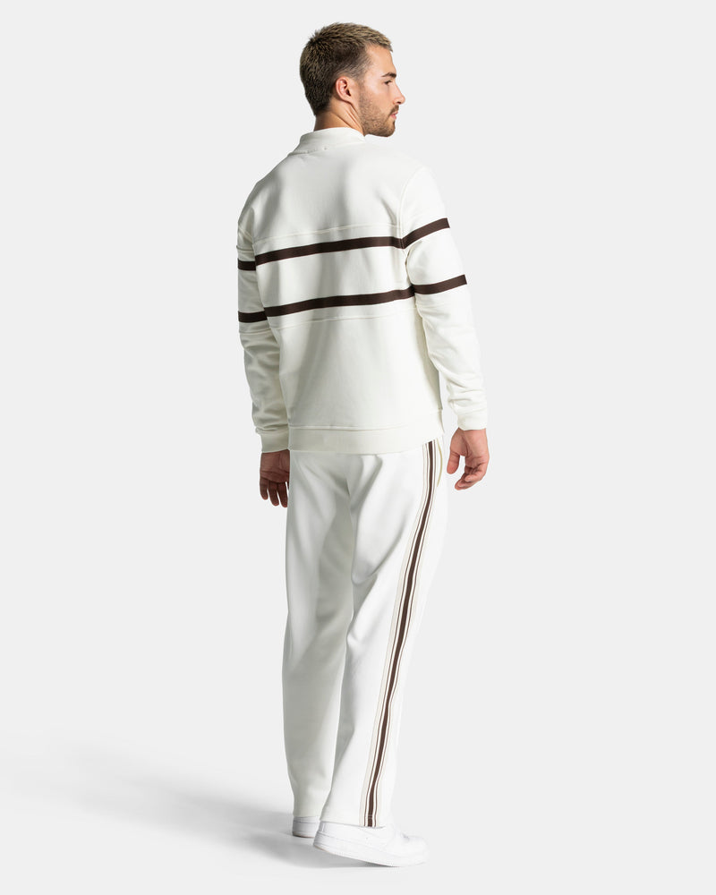 Club Half Zip Sweater "Off White - Espresso"