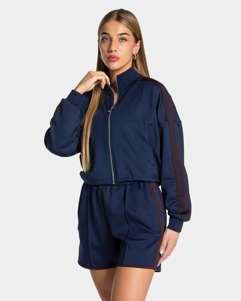 Club Cropped Zip Jacke "Dunkelblau"