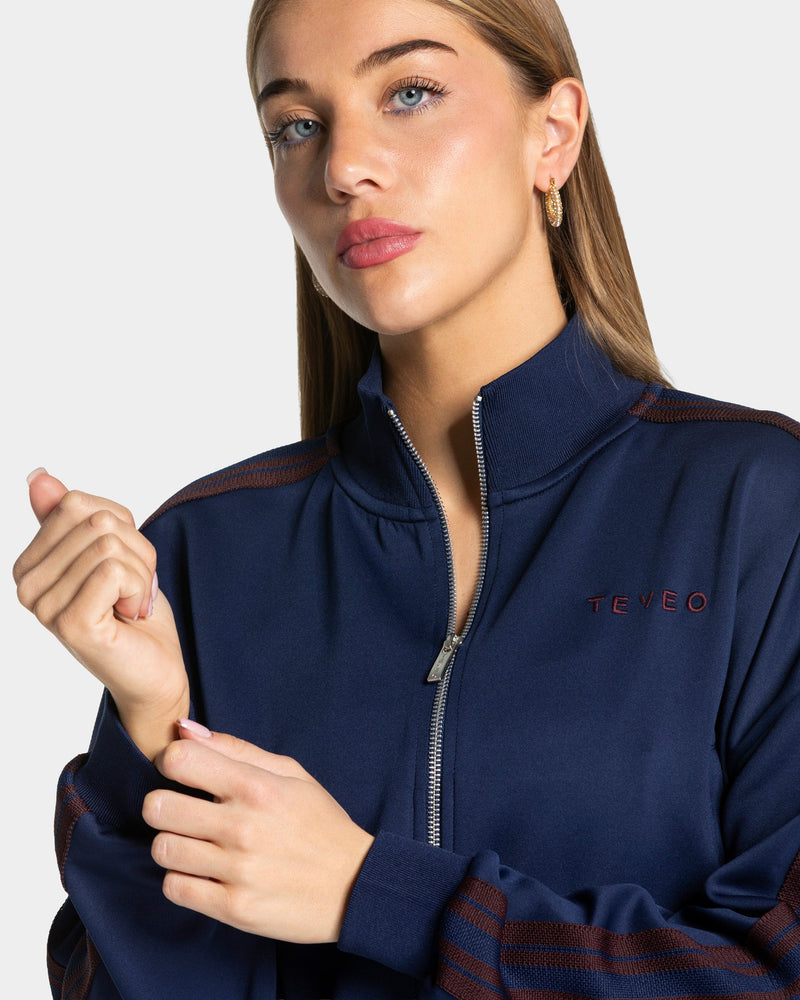 Club Cropped Zip Jacke "Dunkelblau"