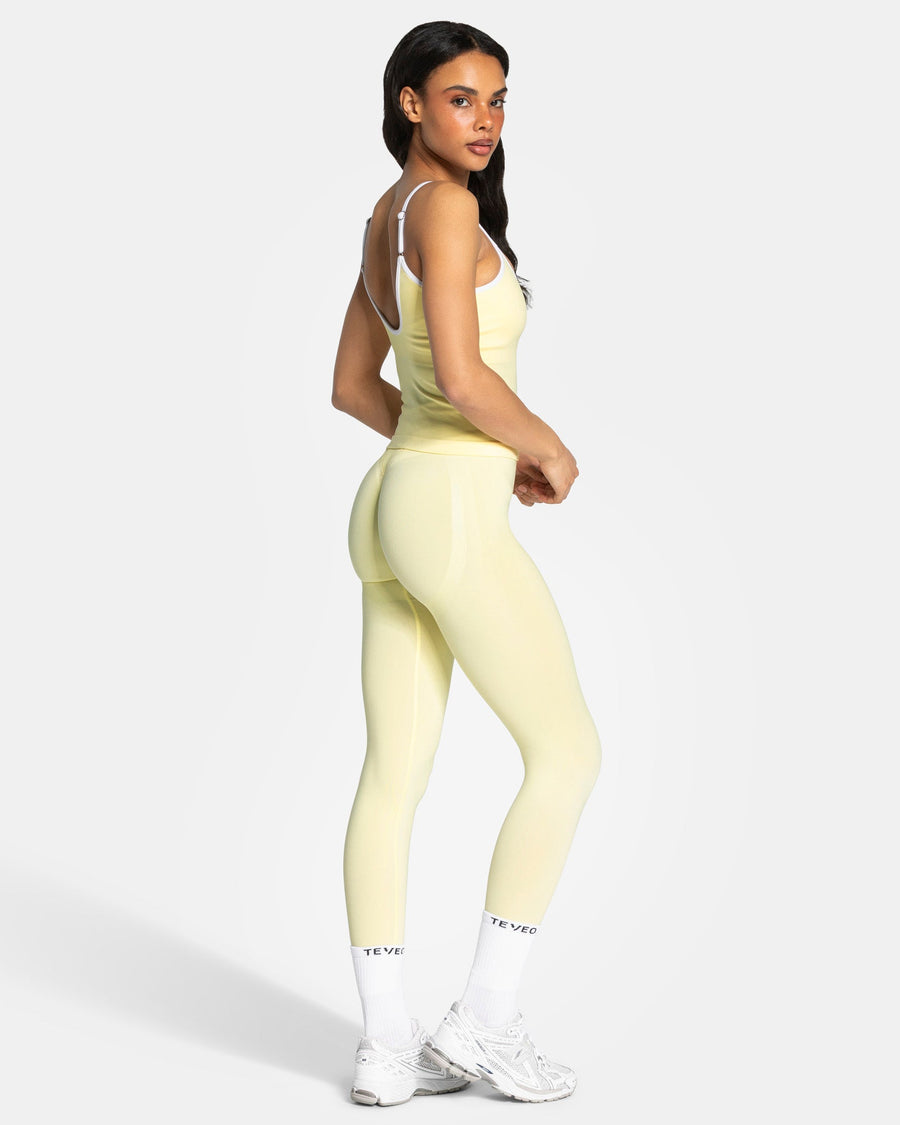 Contrastline Sculpt Scrunch Leggings "Butter Yellow"