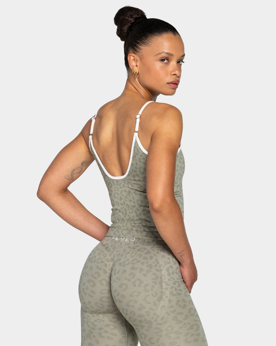 Contrastline Cami Top "Leo Khaki"