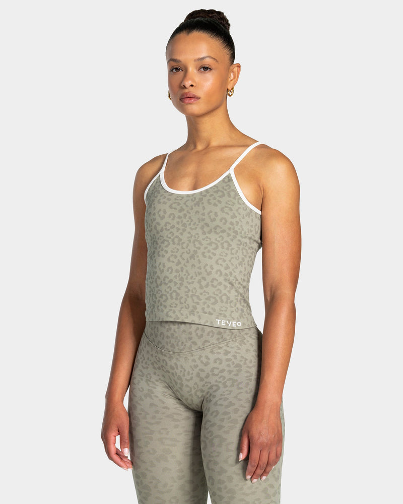 Contrastline Cami Top "Leo Khaki"
