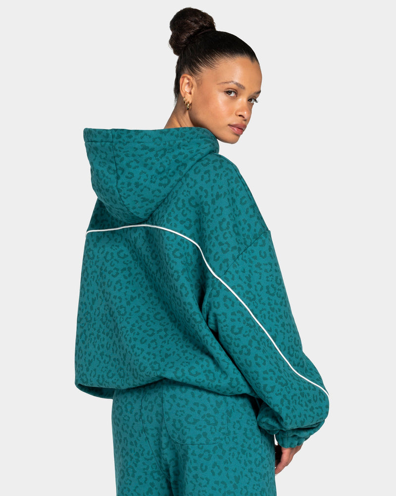 Contrastline Hooded Sweater "Leo Petrol"