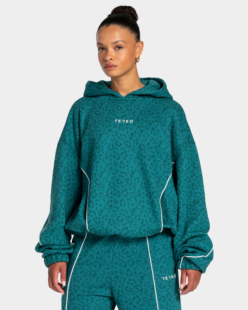 Contrastline Hooded Sweater "Leo Petrol"