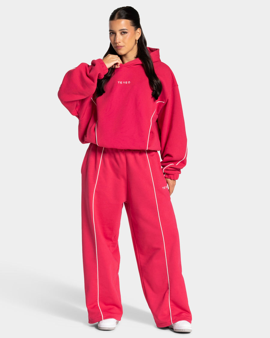 Contrastline Hooded Sweater "Berry"