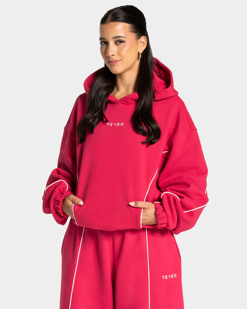 Contrastline Hooded Sweater "Berry"