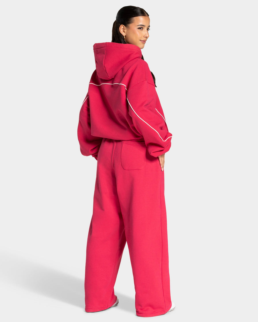 Contrastline Hooded Sweater "Berry"