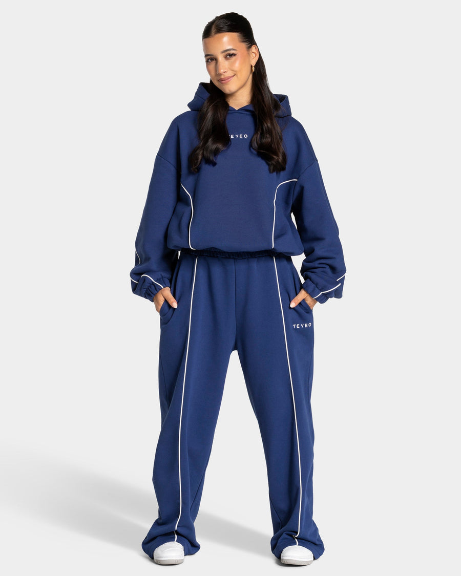 Contrastline Hooded Sweater "Indigo"