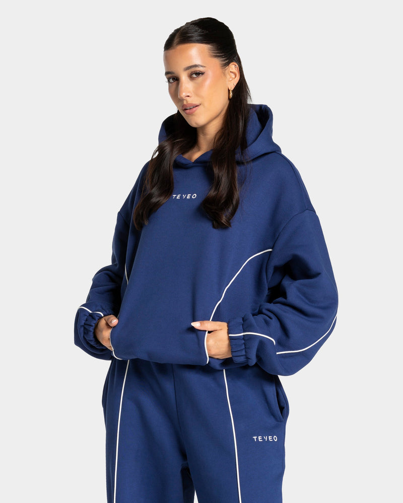 Contrastline Hooded Sweater "Indigo"