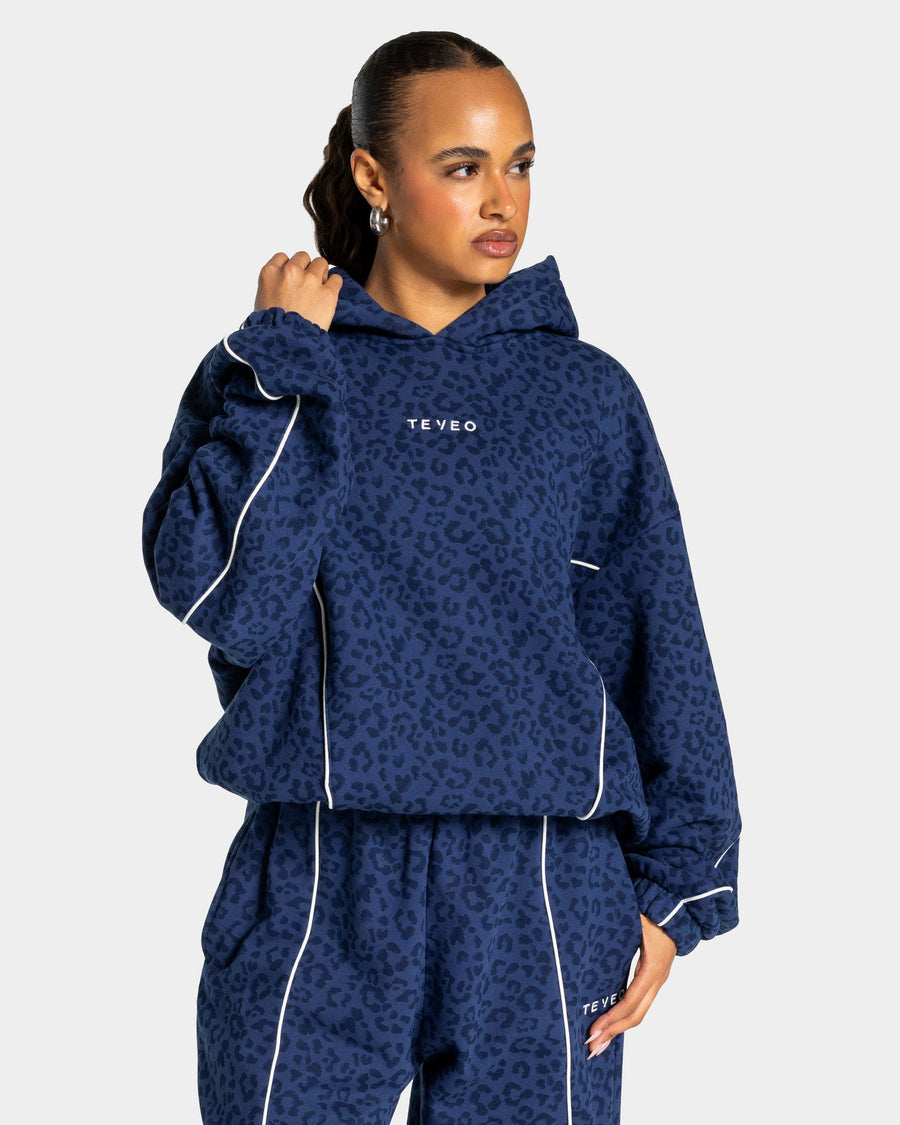 Contrastline Hooded Sweater "Leo Dunkelblau"