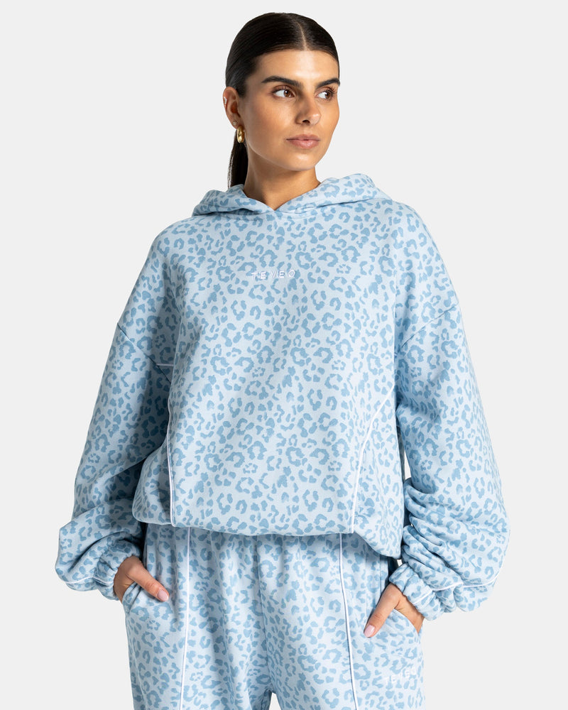 Contrastline Hooded Sweater "Leo Babyblau"