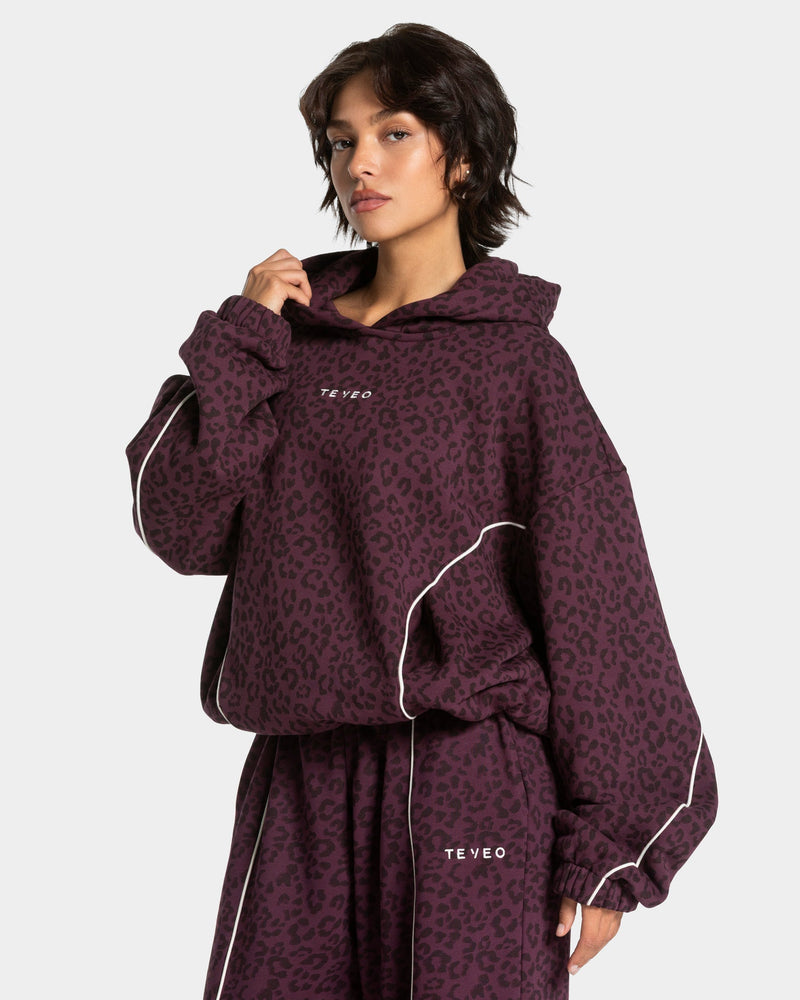 Contrastline Hooded Sweater "Leo Merlot"