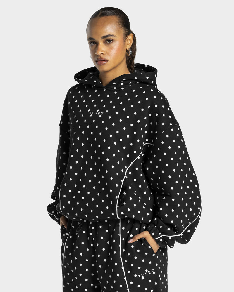 Contrastline Hooded Sweater "Polkadot Schwarz"