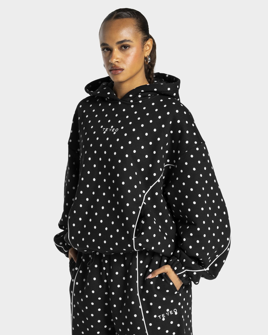 Contrastline Hooded Sweater "Polkadot Schwarz"