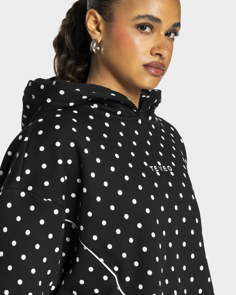 Contrastline Hooded Sweater "Polkadot Schwarz"