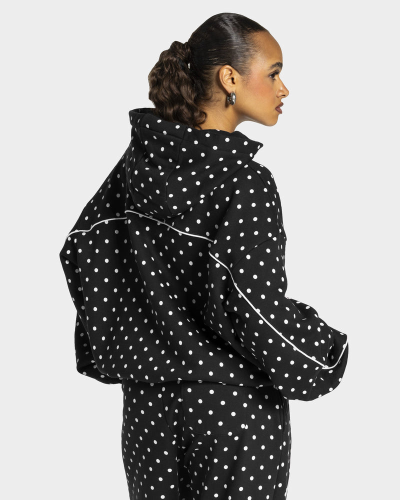 Contrastline Hooded Sweater "Polkadot Schwarz"