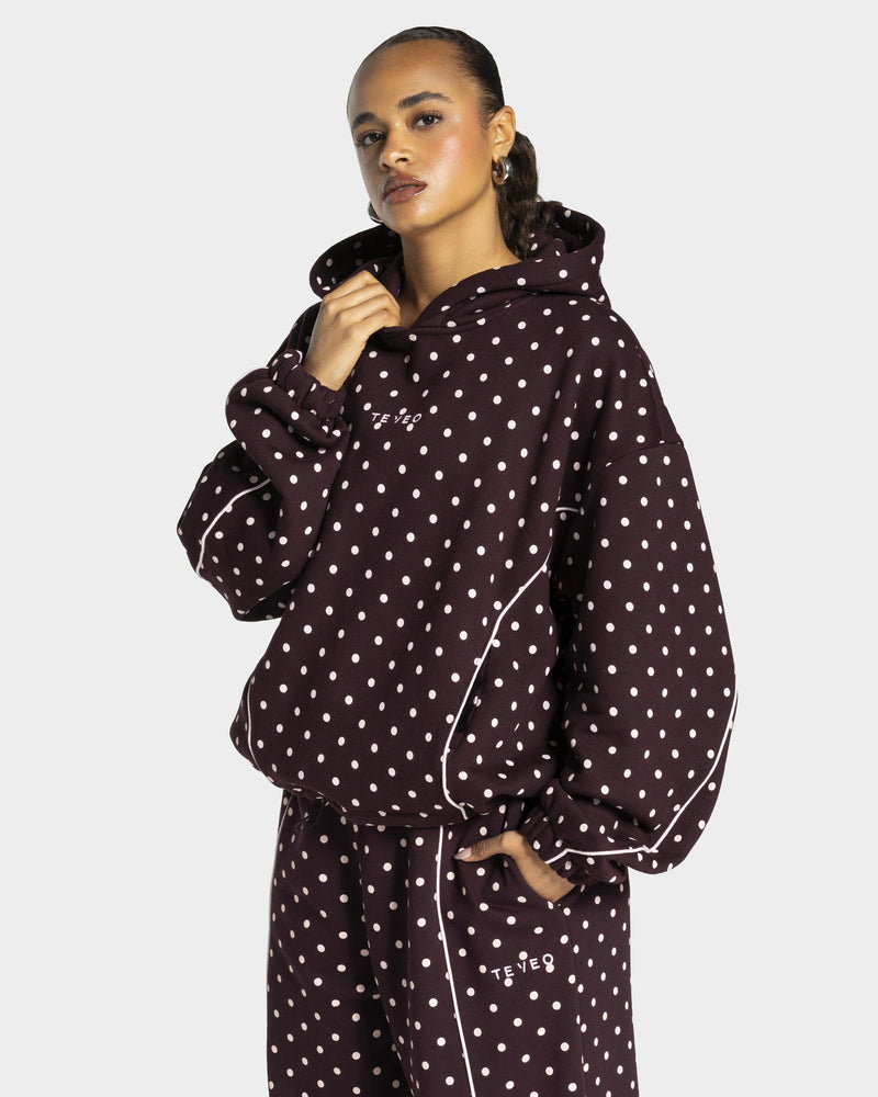 Contrastline Hooded Sweater "Polkadot Merlot"