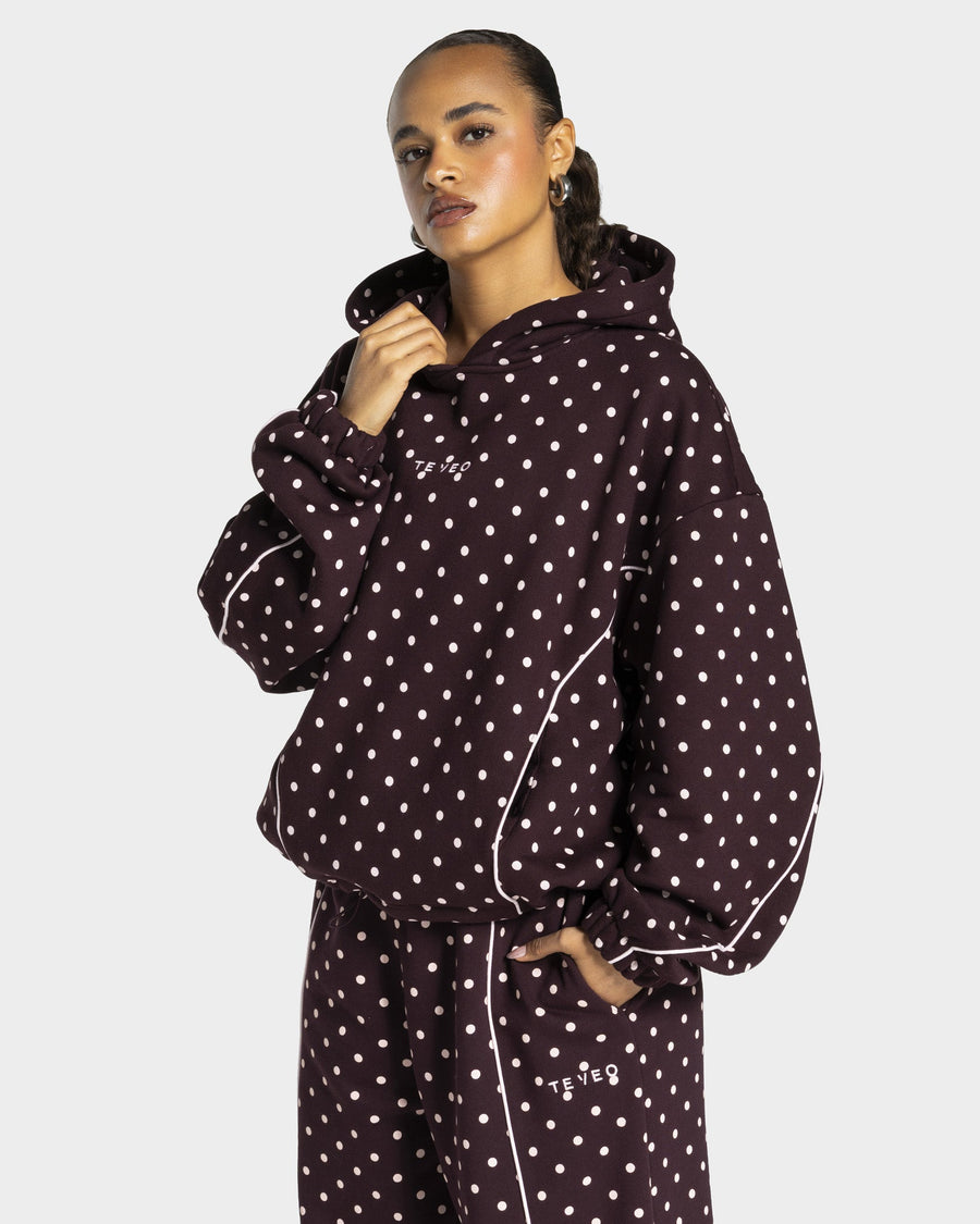 Contrastline Hooded Sweater "Polkadot Merlot"