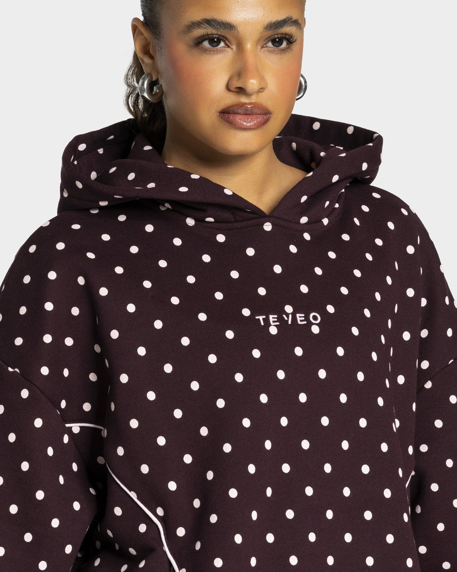 Contrastline Hooded Sweater "Polkadot Merlot"