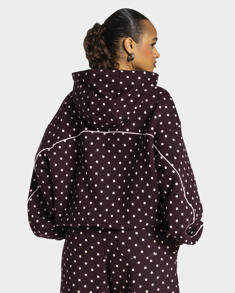 Contrastline Hooded Sweater "Polkadot Merlot"