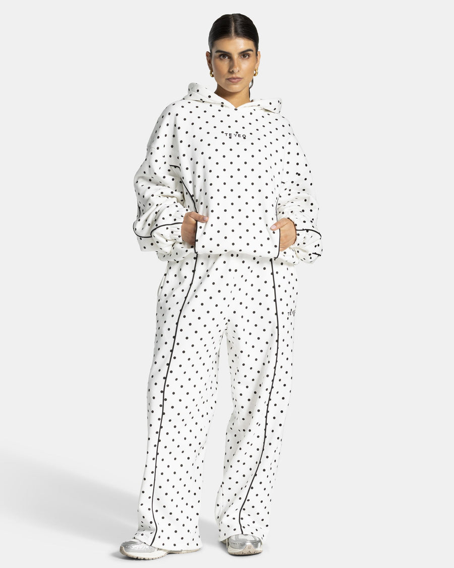 Contrastline Hooded Sweater "Polkadot Weiß"