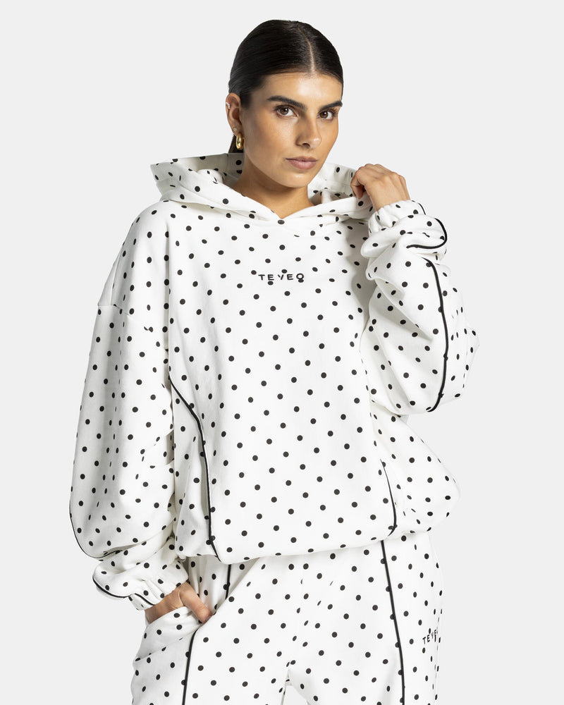 Contrastline Hooded Sweater "Polkadot Weiß"