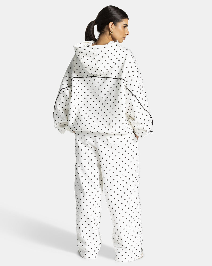 Contrastline Hooded Sweater "Polkadot Weiß"
