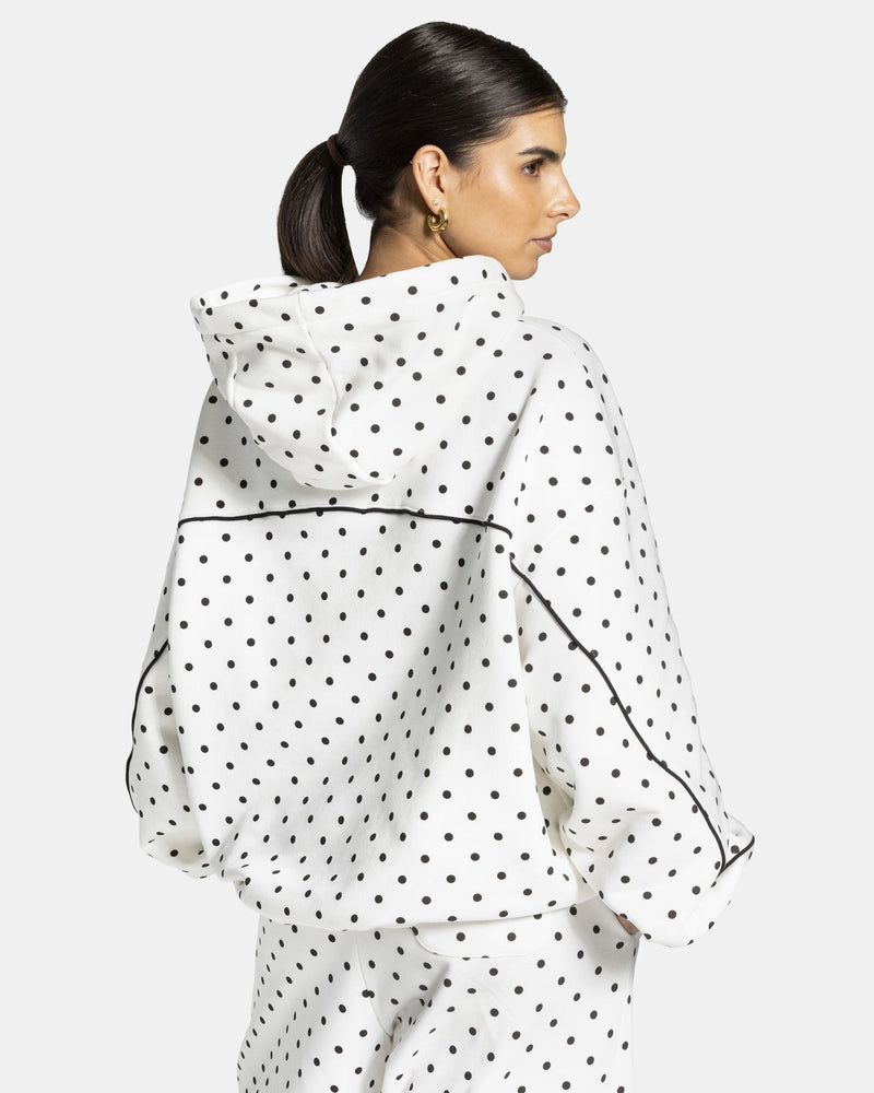 Contrastline Hooded Sweater "Polkadot Weiß"
