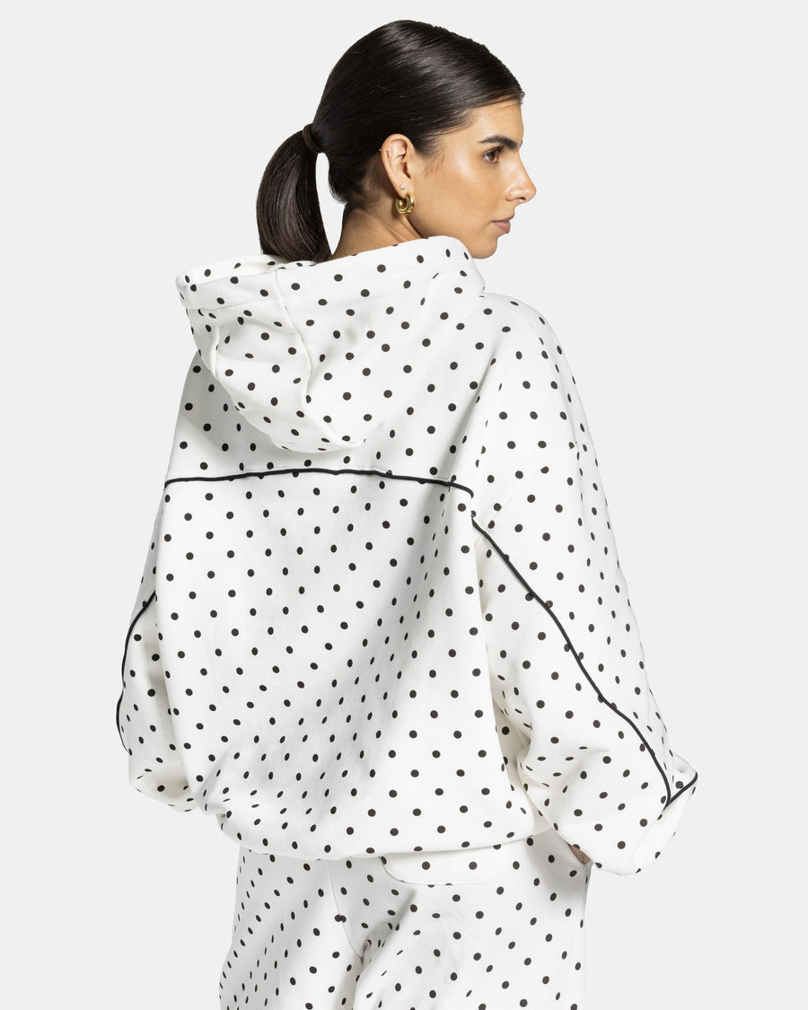 Contrastline Hooded Sweater "Polkadot Weiß"