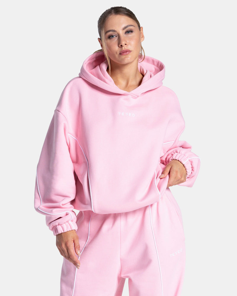Contrastline Hooded Sweater "True Pink"