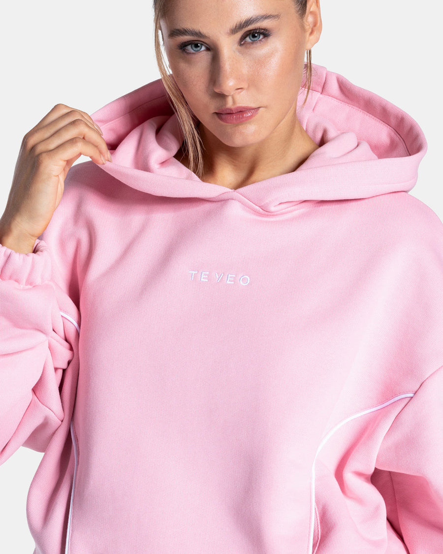 Contrastline Hooded Sweater "True Pink"