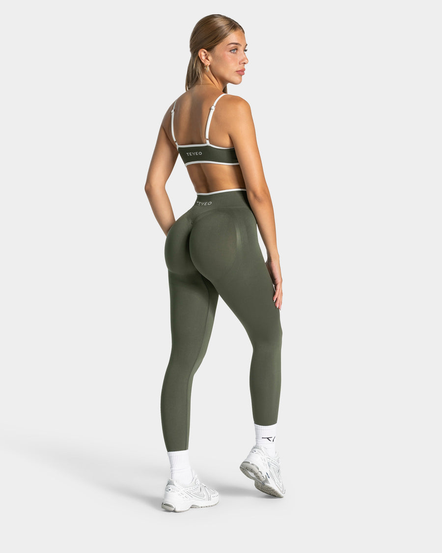 Contrastline Sculpt Scrunch Leggings "Khaki"