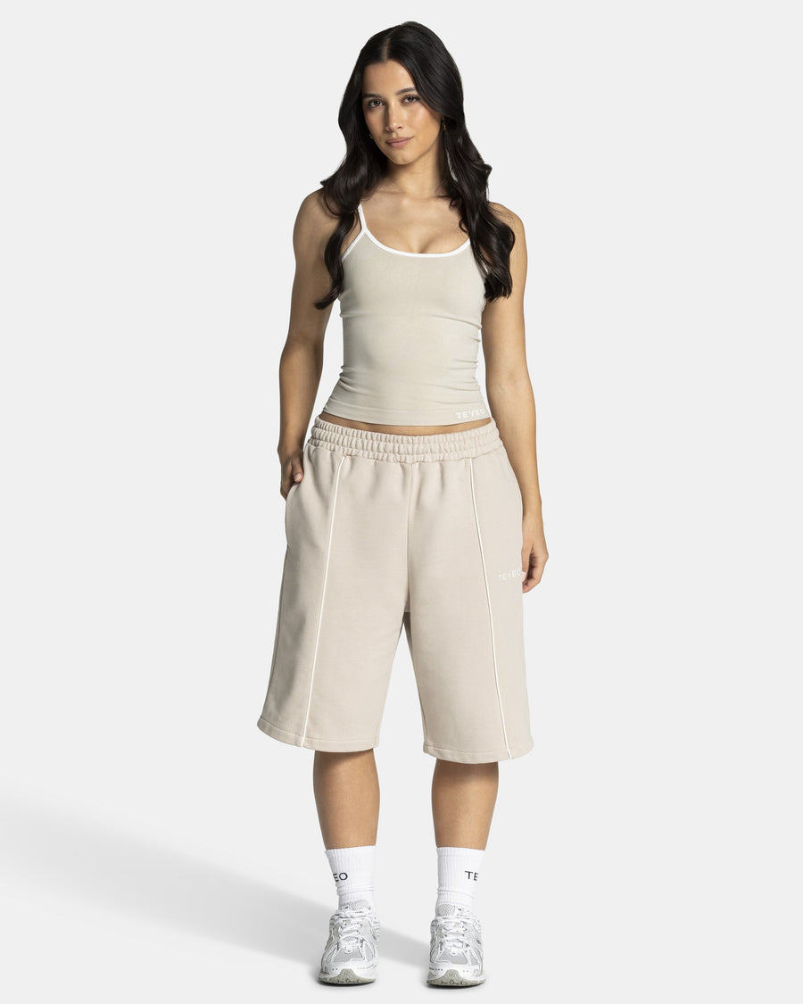 Contrastline Oversized Jorts "Cream"