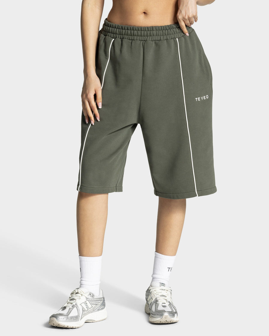 Contrastline Oversized Jorts "Khaki"