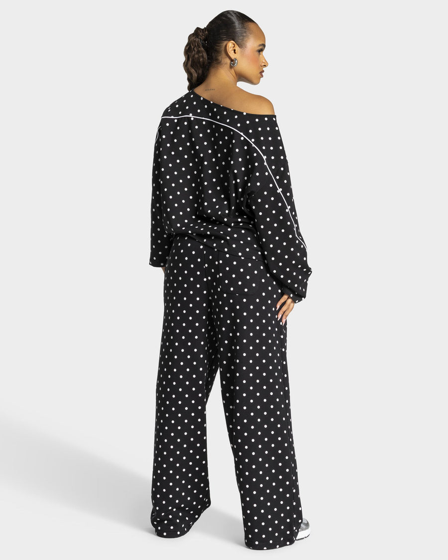 Contrastline Off-Shoulder Longsleeve "Polkadot Schwarz"