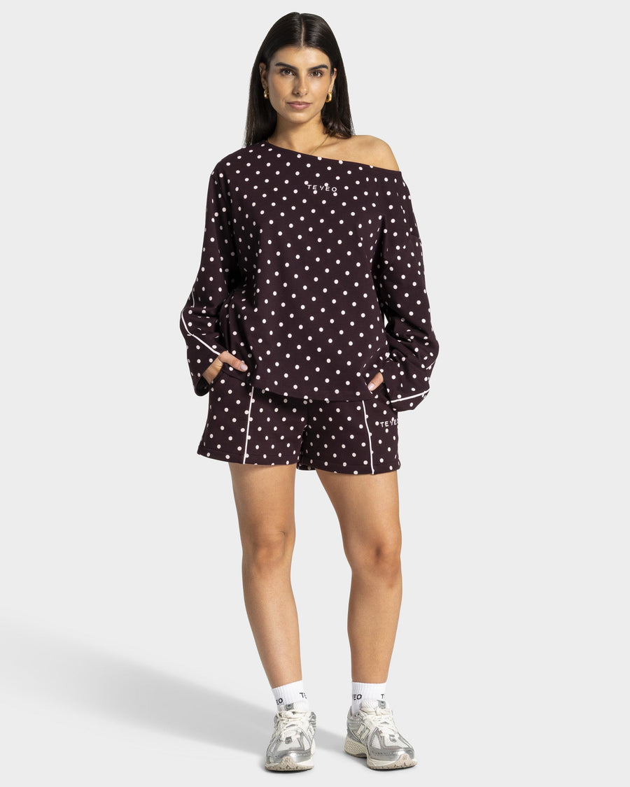 Contrastline Off-Shoulder Longsleeve "Polkadot Merlot"