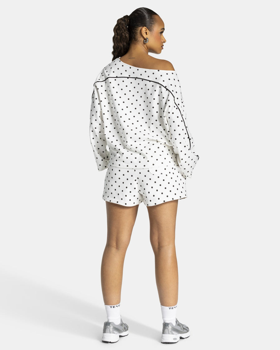 Contrastline Off-Shoulder Longsleeve "Polkadot Weiß"